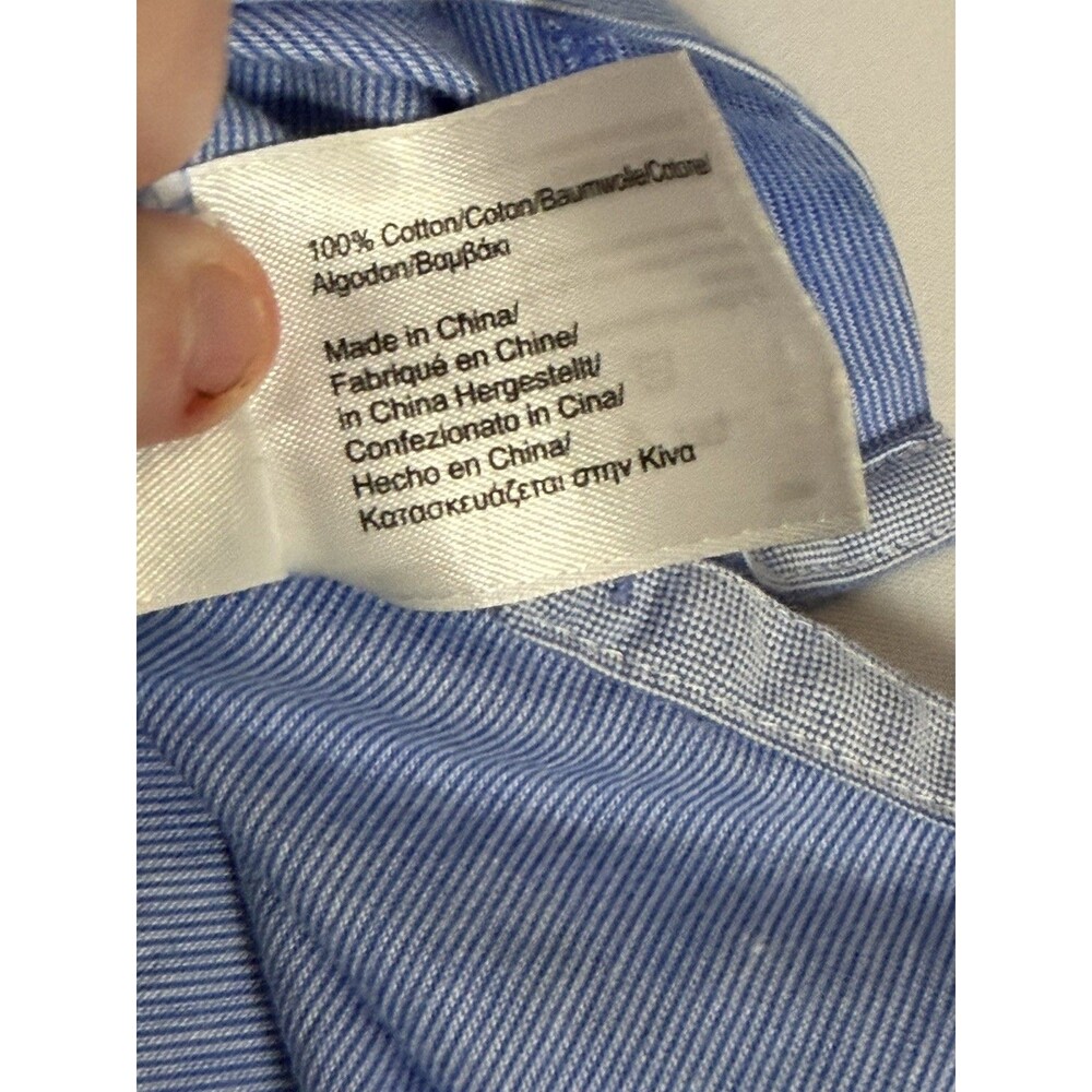 Brooks Brothers Men’s Polo Shirt Blue Stripe Black Collar Size L - Picture 3 of 12